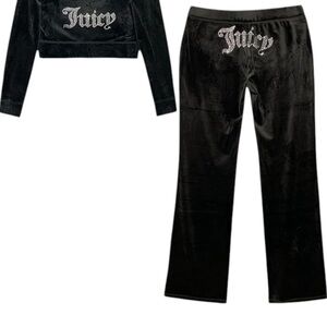 Juicy Couture Black Velour bling   Set Sz M